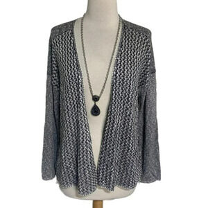 Fever M black & white knit swing open cardigan